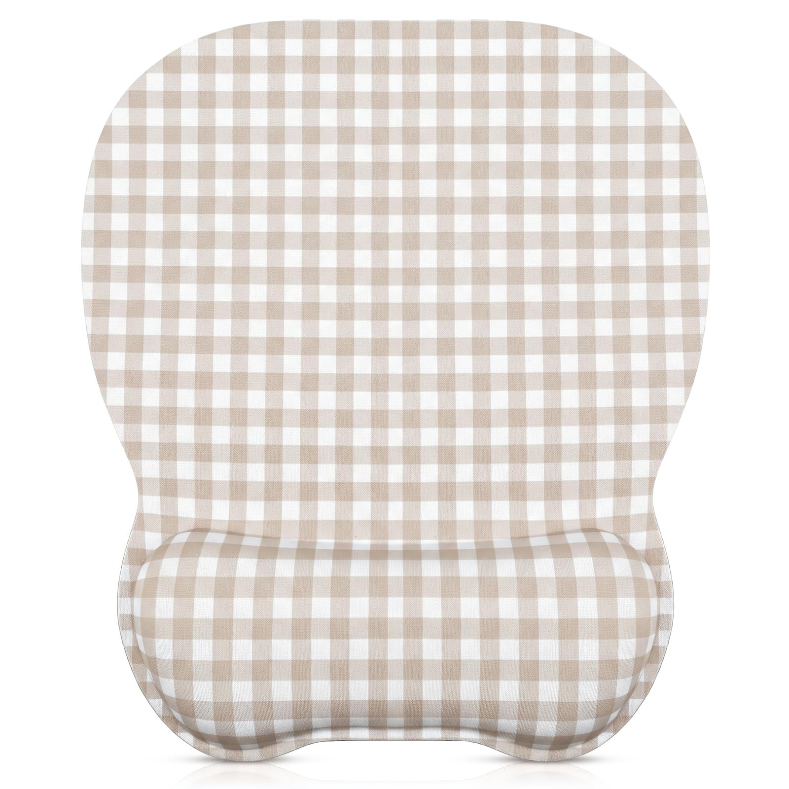 Sabary Khaki Gingham Mouse Pad with Wrist Rest Cute 8.1L x 5.5W inches,