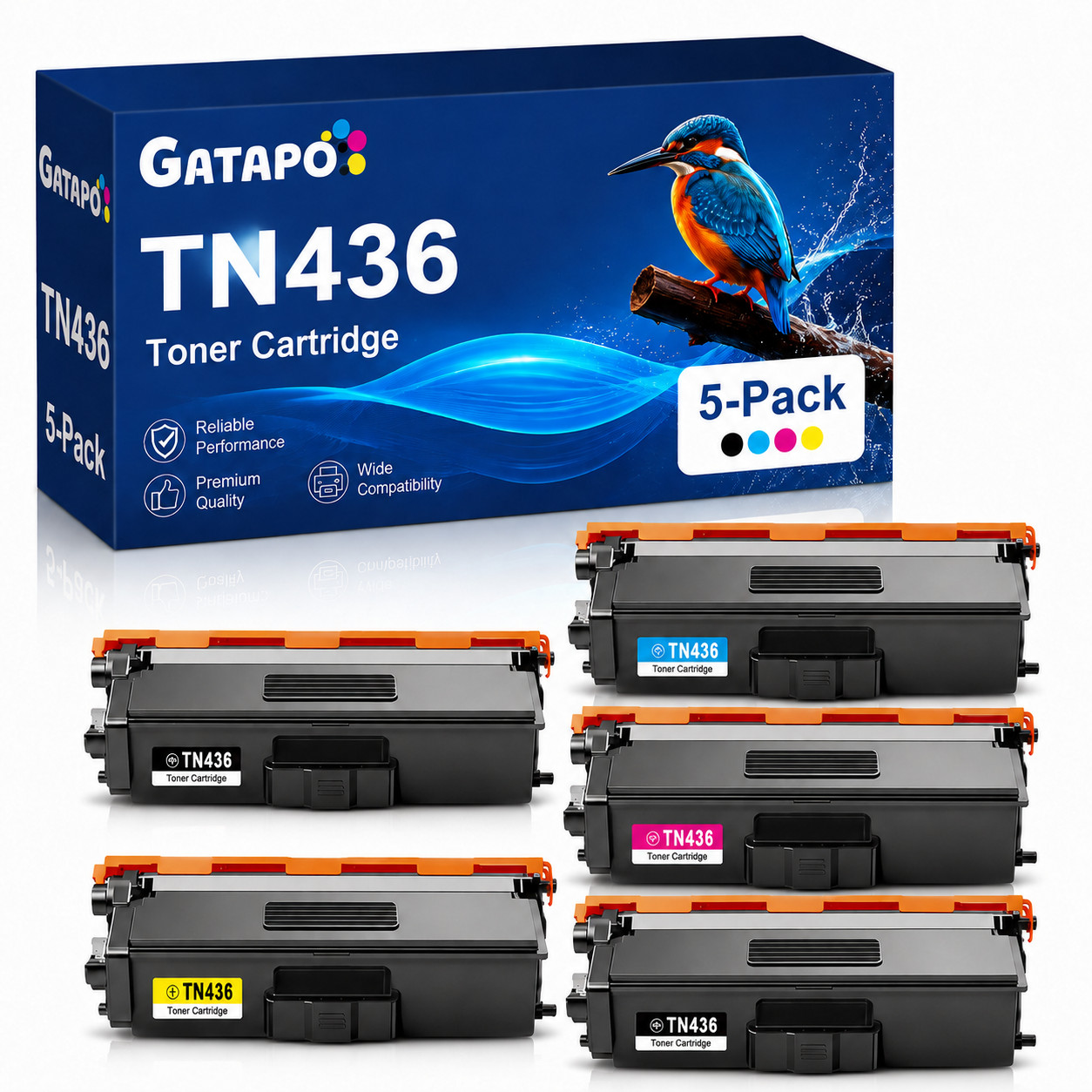 5 Pack TN436 Toner Cartridge TN433 For  MFC-L8905CDW L9570CDW
