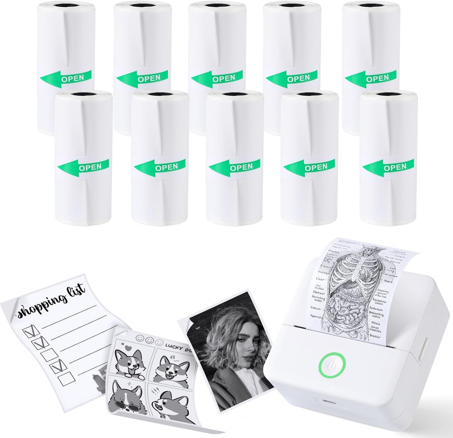10 Rolls Print Pods Printing Paper, 57 X 25mm Inkless Self-Adhesive Printable...