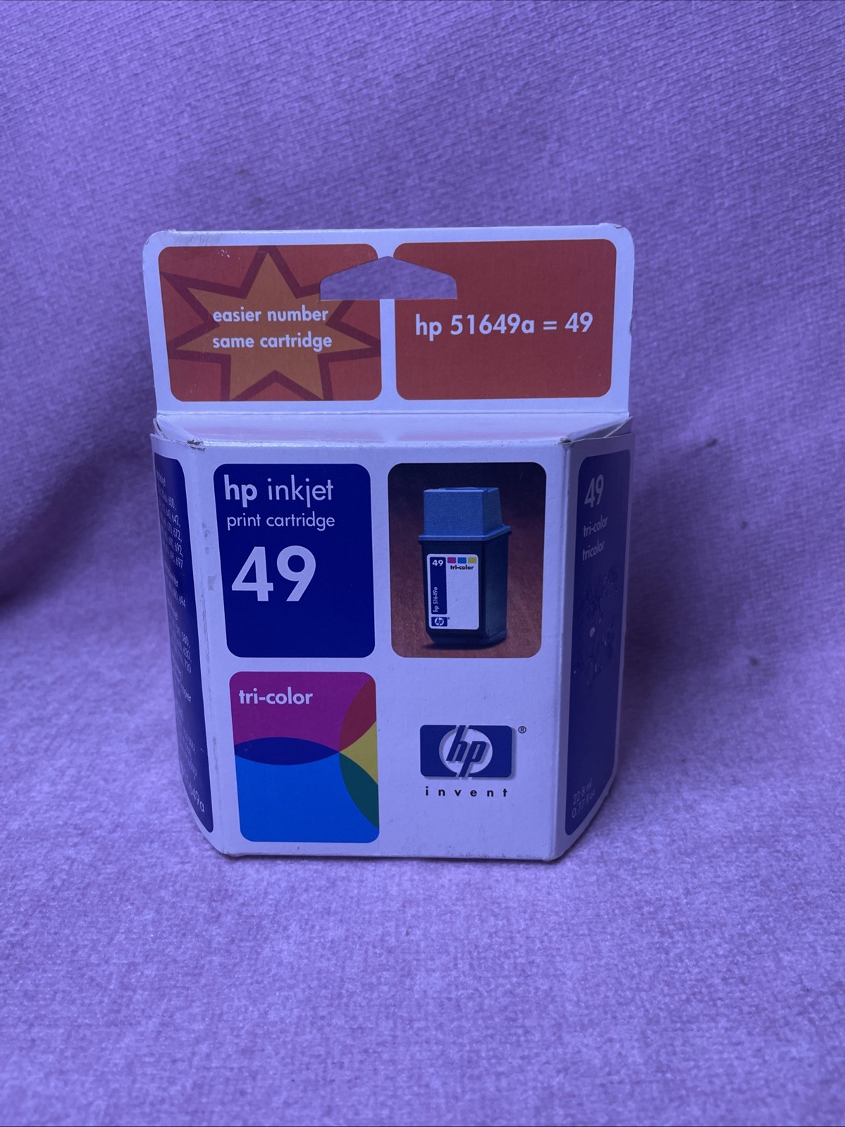 HP Inkjet 49 Tri-Color Print Ink Cartridge Genuine 51649A Sealed Expired 6/02