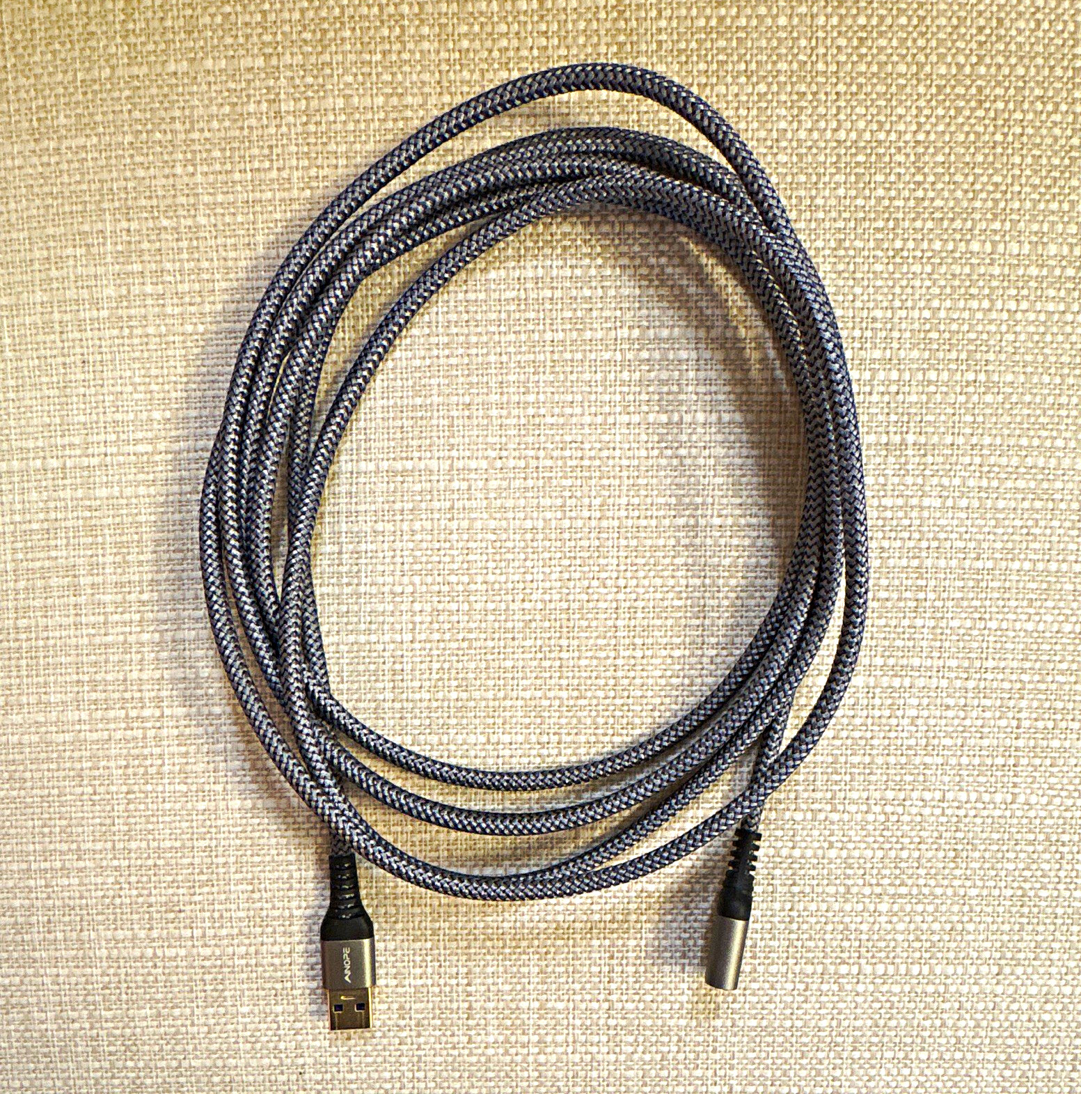 AINOPE Braided USB 3.0 Type-A Male to Type-A Female Extension Cable 10ft Gray