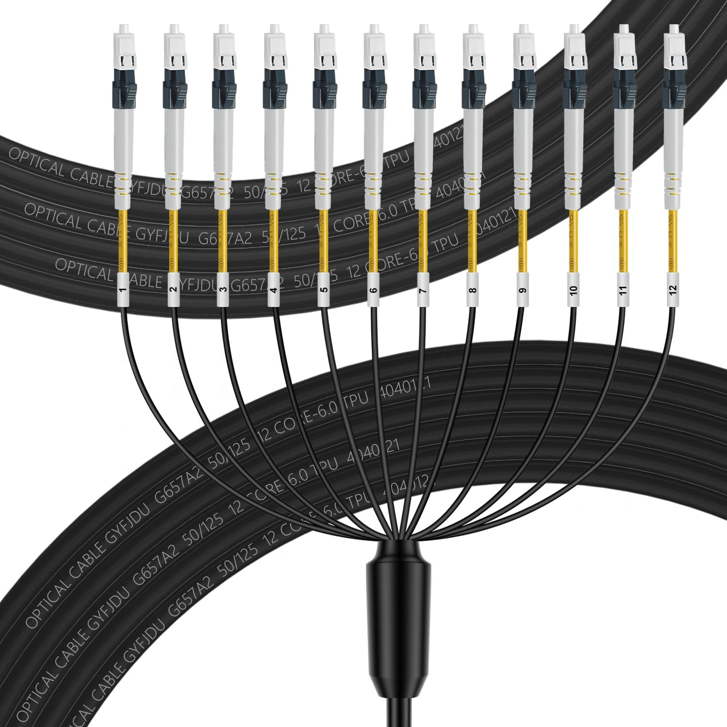 - OS2 LC to LC Outdoor Fiber Cable 12 Core, 12 Strands Single Mode, OS2 Fiber Op