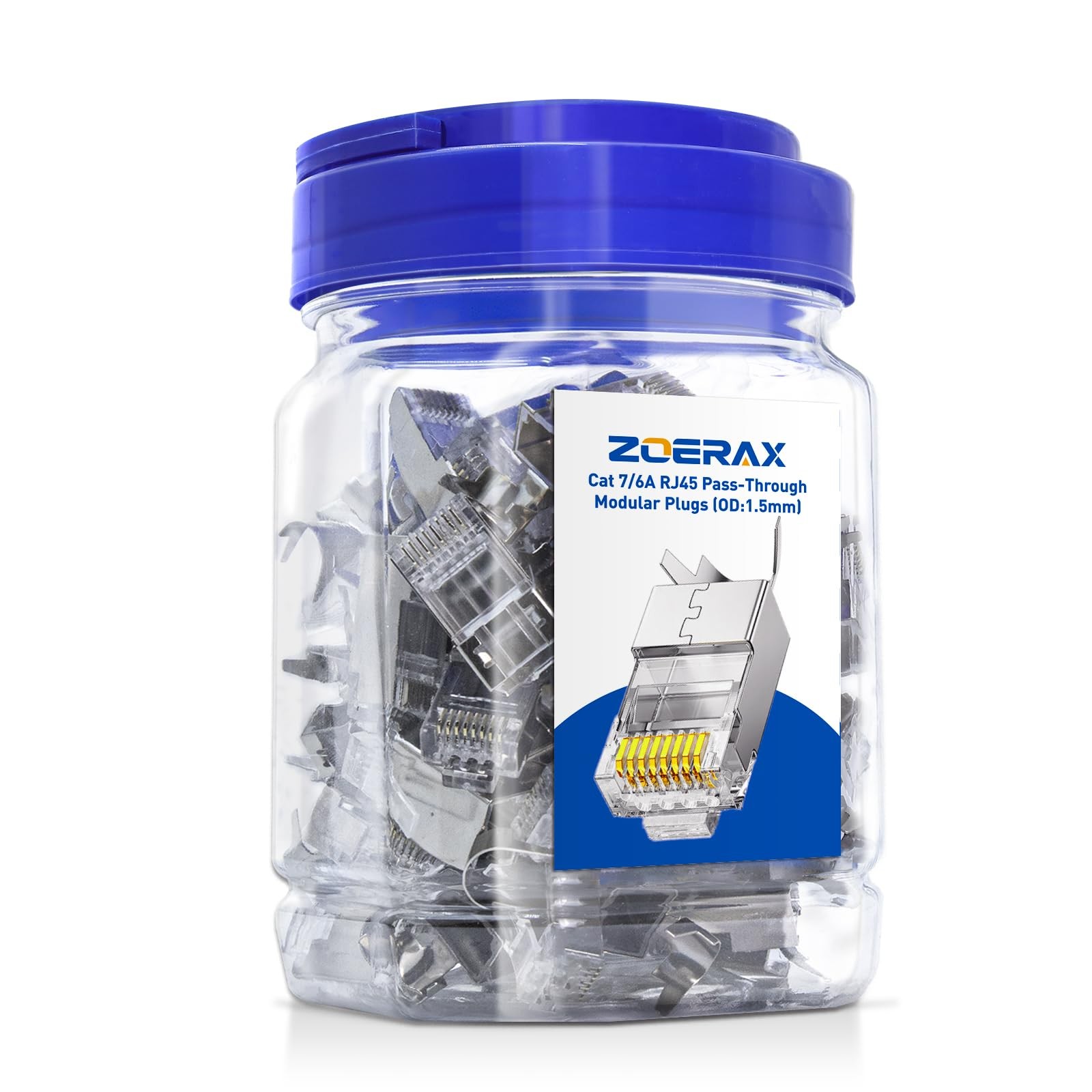 Cat7 & Cat6A Shielded PassThrough RJ45 Modular Connectors 50Pack