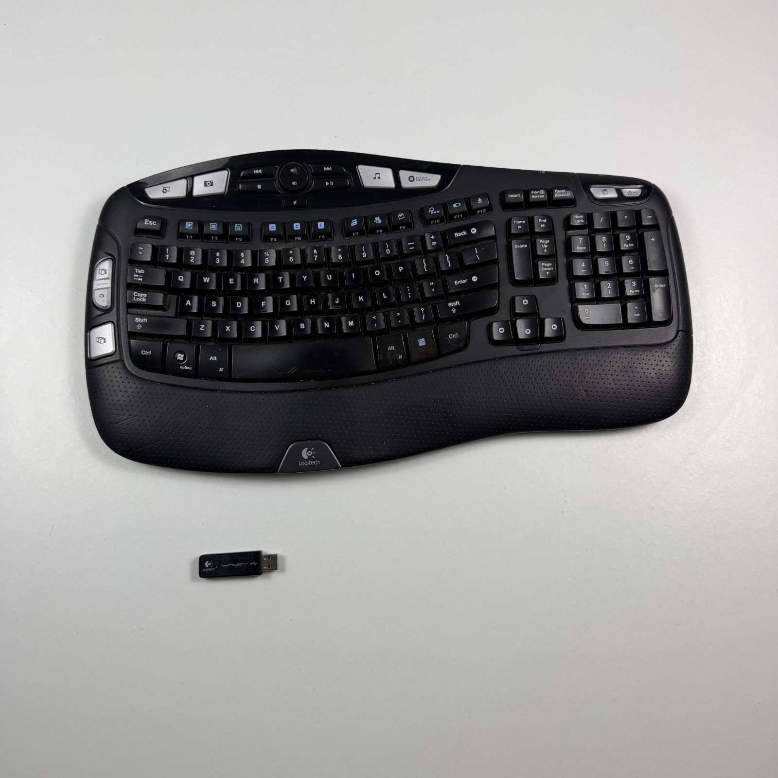 Logitech K350 Wireless Wave Keyboard with Dongle Black Ergonomic Media Keys