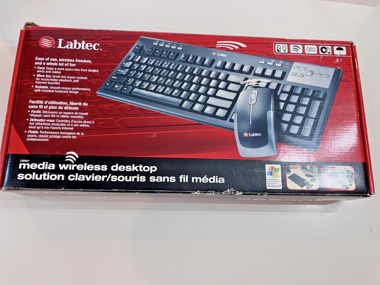 New Labtec Media Wireless Desktop Keyboard Mouse Combo Set 2005 Windows XP NEW