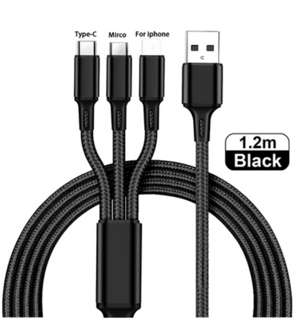 Lot 3A Fast USB Charging Cable 3 In 1 Charger Cord For iPhone USB-C Micro USB