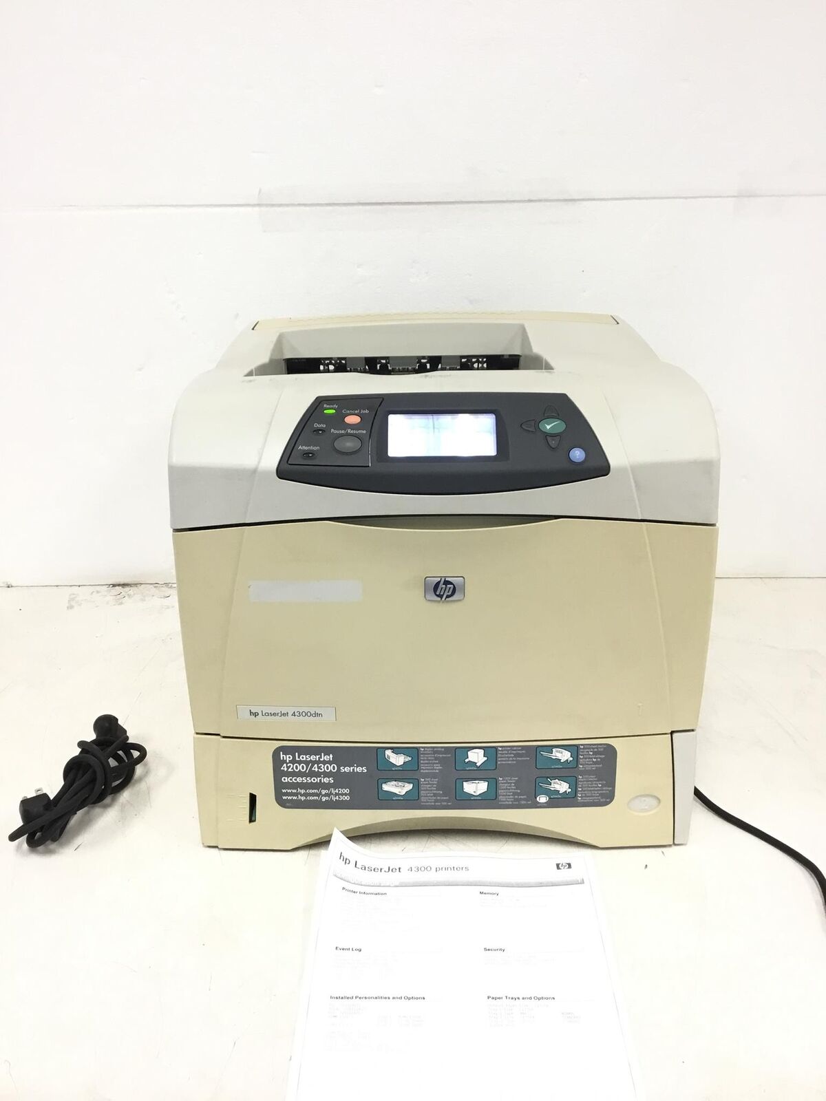 HP Laserjet 4300DTN Laser Printer Q2434A w/Duplex,Toner,Jetdirect 615N WORKING