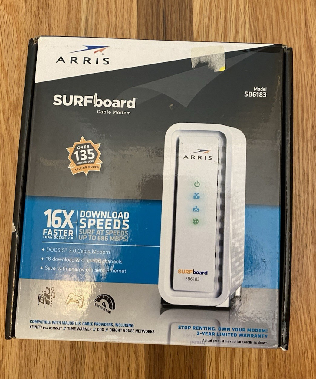 Arris Surfboard SB6183 White Cable Modem 686 mbps Internet 16x4 Docsis 3.0