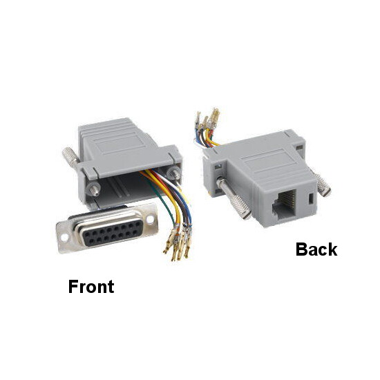 [10X] DB15 Female to RJ-45(8P8C) Female Modular Adapter RS-232 Serial Gray