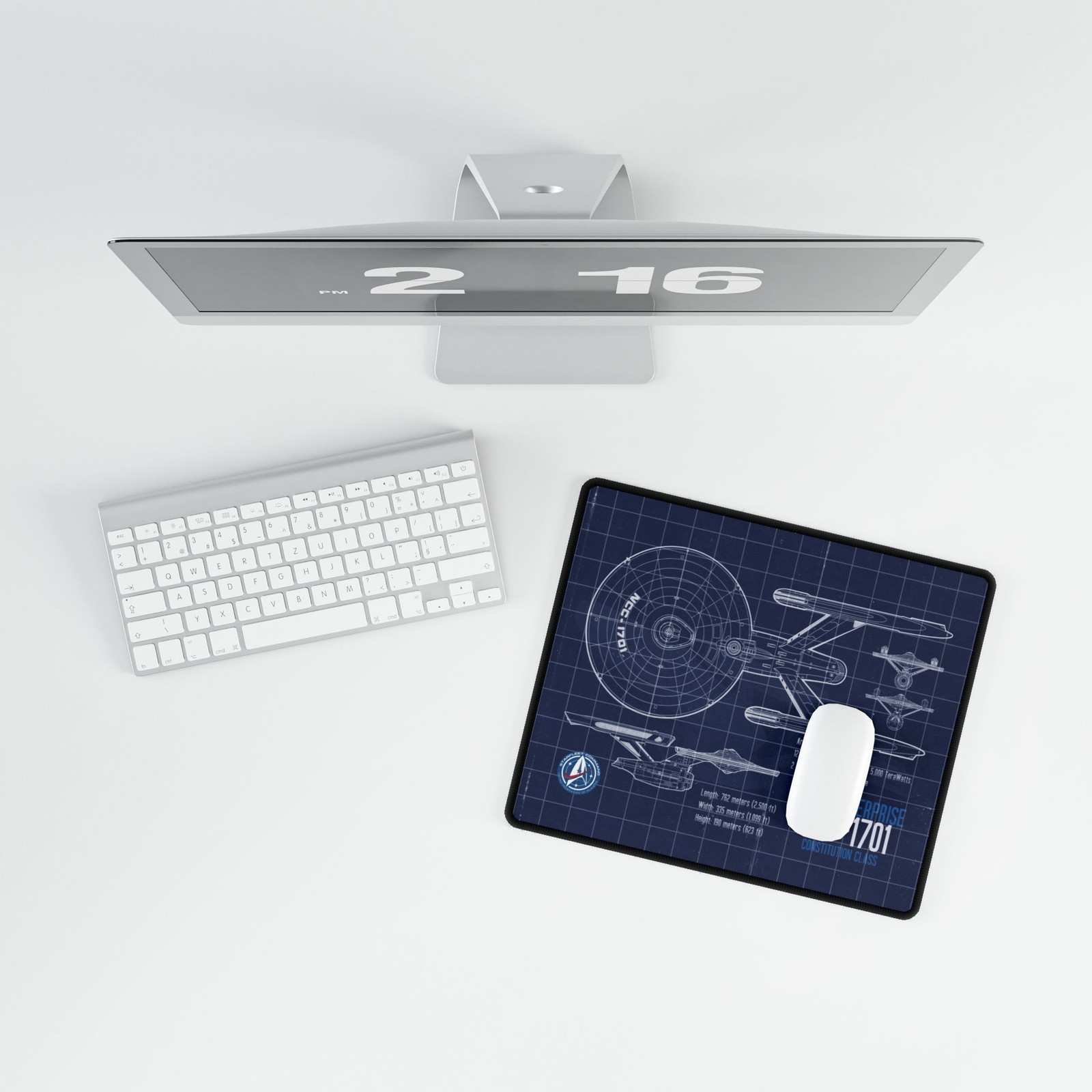 USS Enterprise Blueprint Mousepad, Original Series Desk Mat I Custom Star Trek