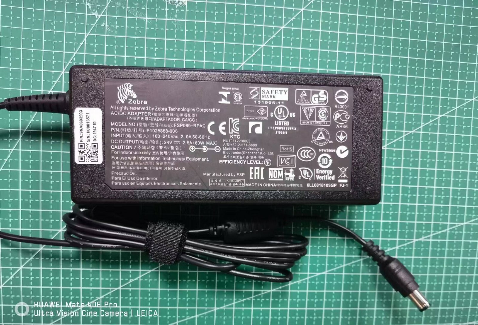 Genuine Zebra 60W 24V 2.5A AC Power Adapter Charger FSP060-RPAC P1028888-006 big