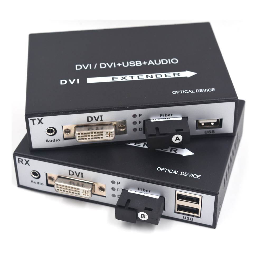  DVI Extender Over Fiber Optic SM 20Km- DVI Media Converter Extension Adapter 