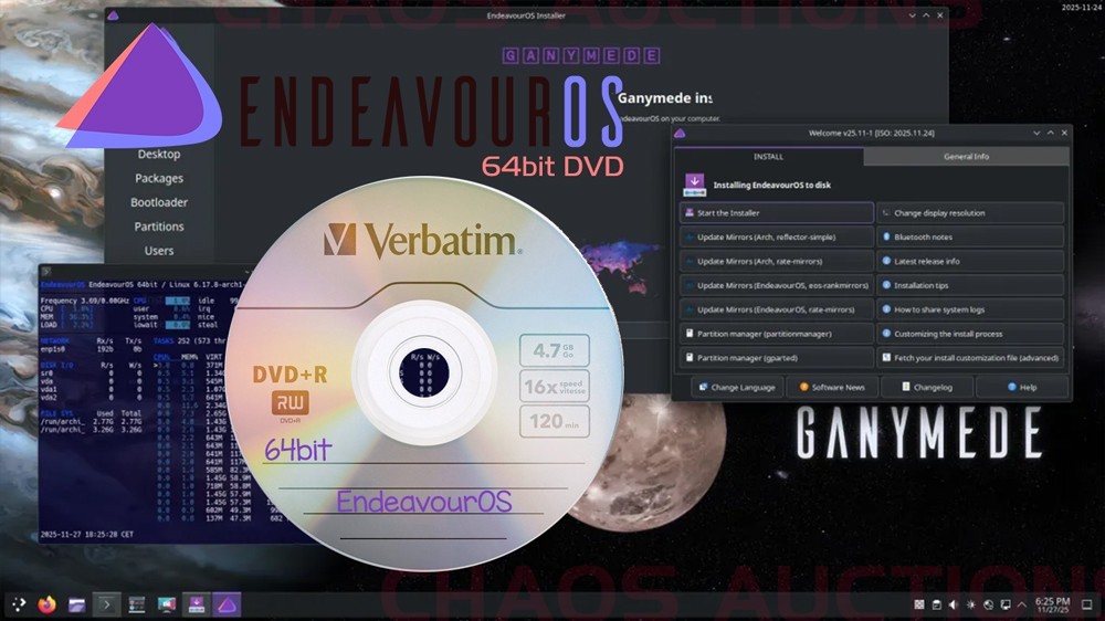 EndeavourOS Linux Install & Live 64bit DVD