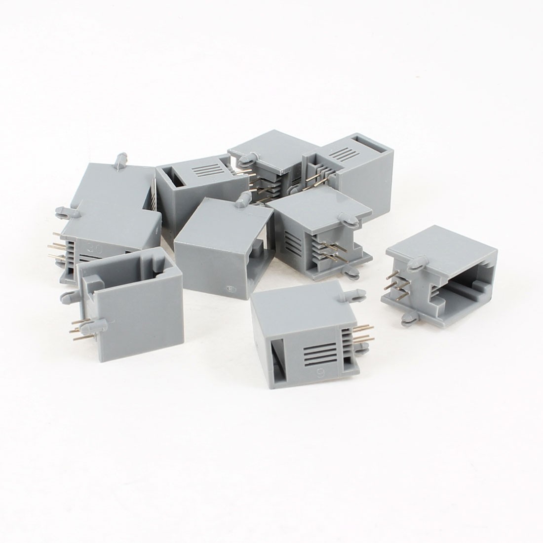 10Pcs, RJ9 4P4C Network Modular PCB Connector Jacks Gray