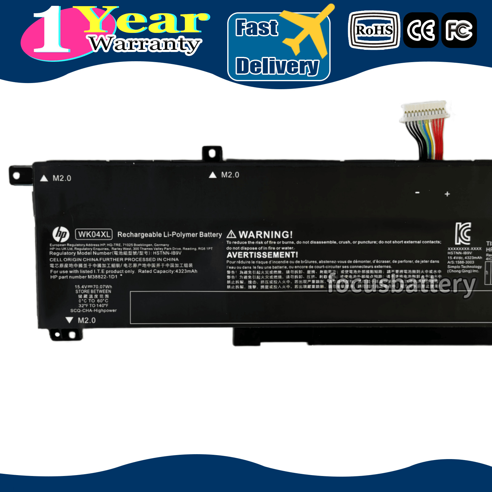 New Genuine WK04XL HSTNN-IB9V Battery for HP M38822-171 M39179-005 M38822-AC1