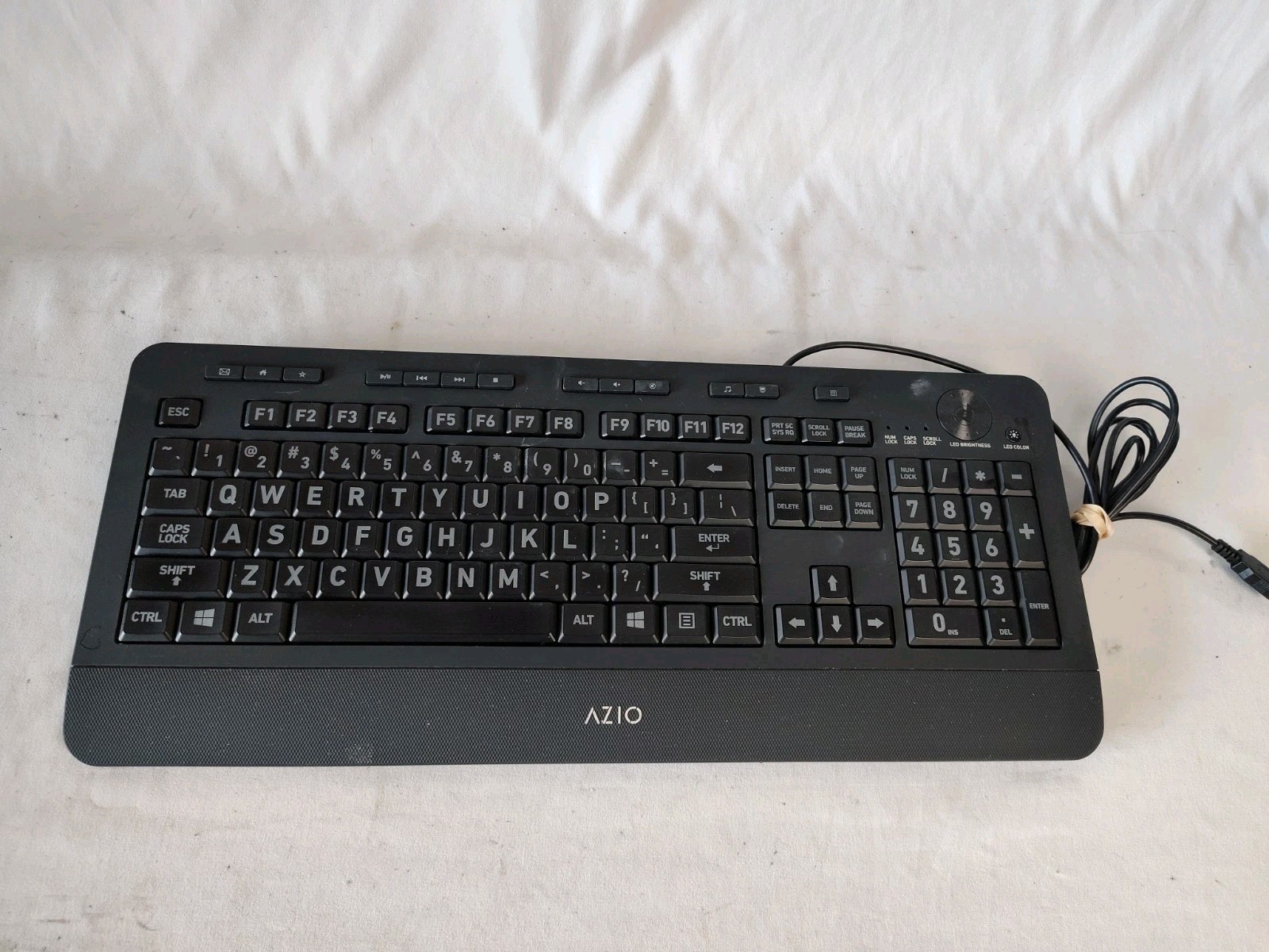 Azio Vision Backlit Wired Keyboard Large Print 5-Color LED KB506 K5