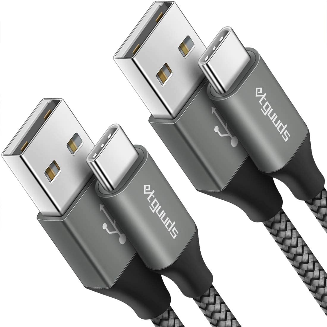 Long USB C Cable [12ft, 2-Pack], etguuds Fast Charging A to 12ft, Gray 