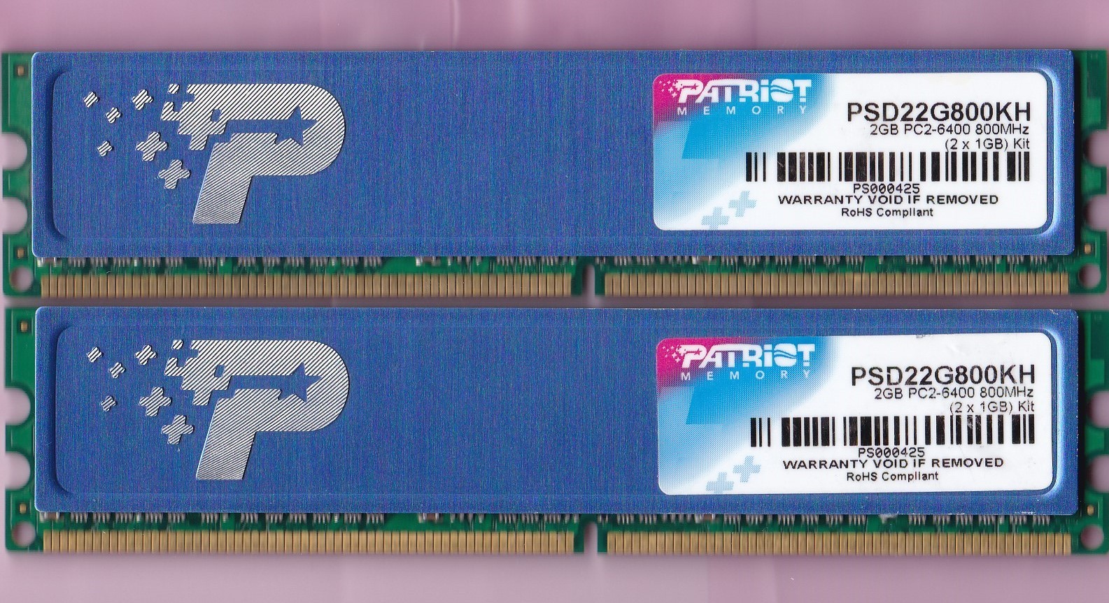 2GB 2x1GB PC2-6400 PATRIOT PSD22G800KH DDR2-800 PC2-6400 RAM Kit w/Heat Spreader