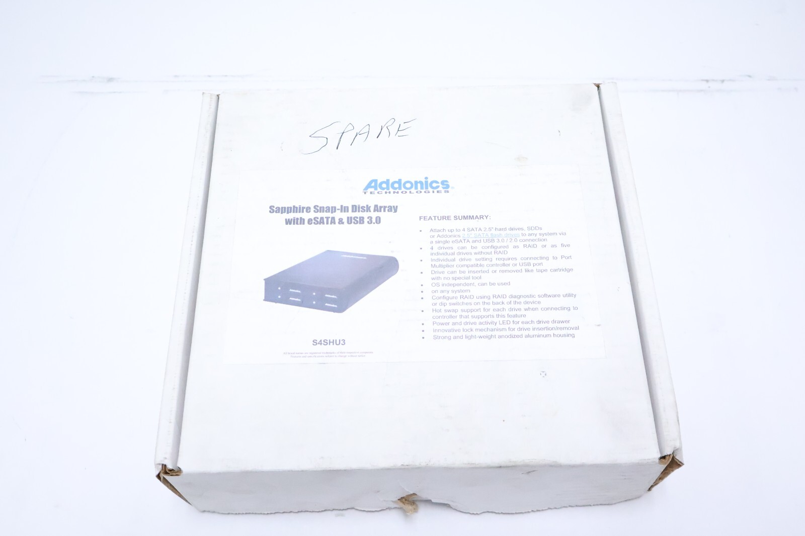 NEW Addonics Sapphire 4-Bay 2.5" Snap-In Disk Array eSATA USB 3.0/2.0