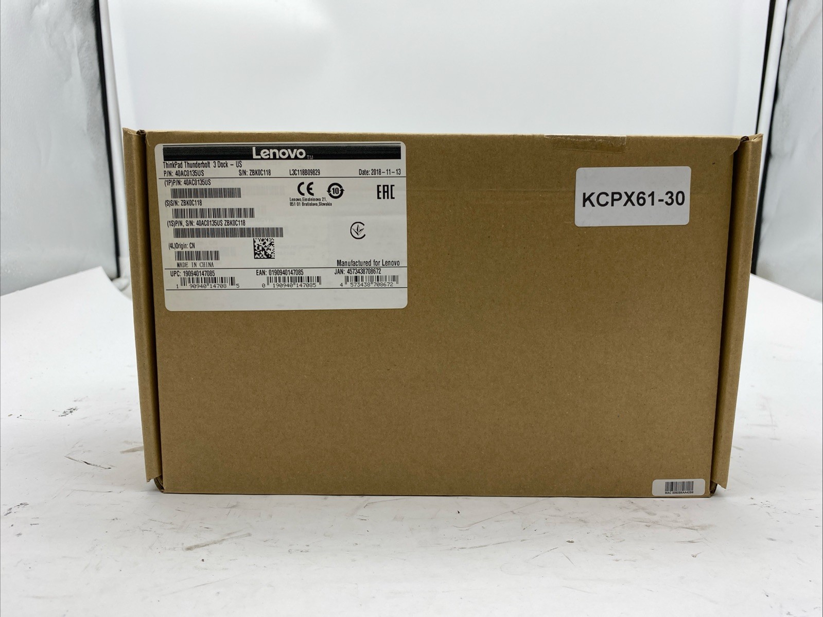 Lenovo ThinkPad 40AC Thunderbolt 3 Dock Gen 1 USB-C Hub 135W 40AC0135US NEW OEM