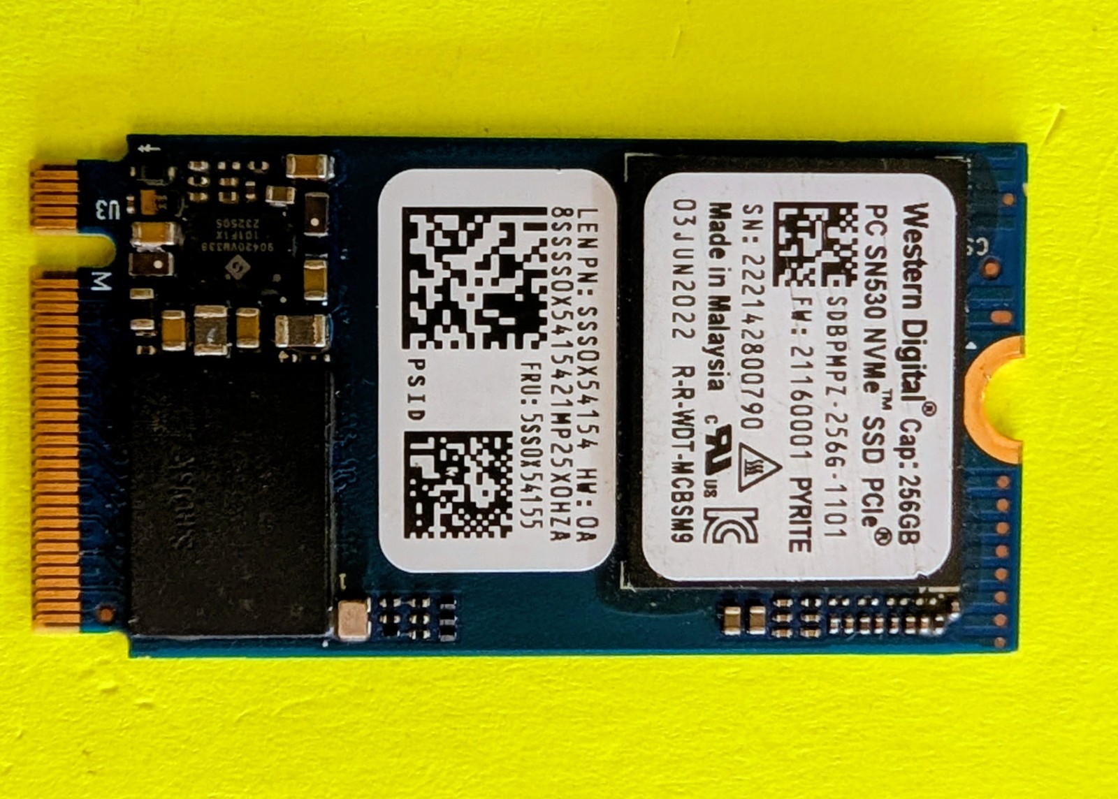 WD Western Digital 256GB PC SN530 NVMe SSD SDBPMPZ-256G-1101