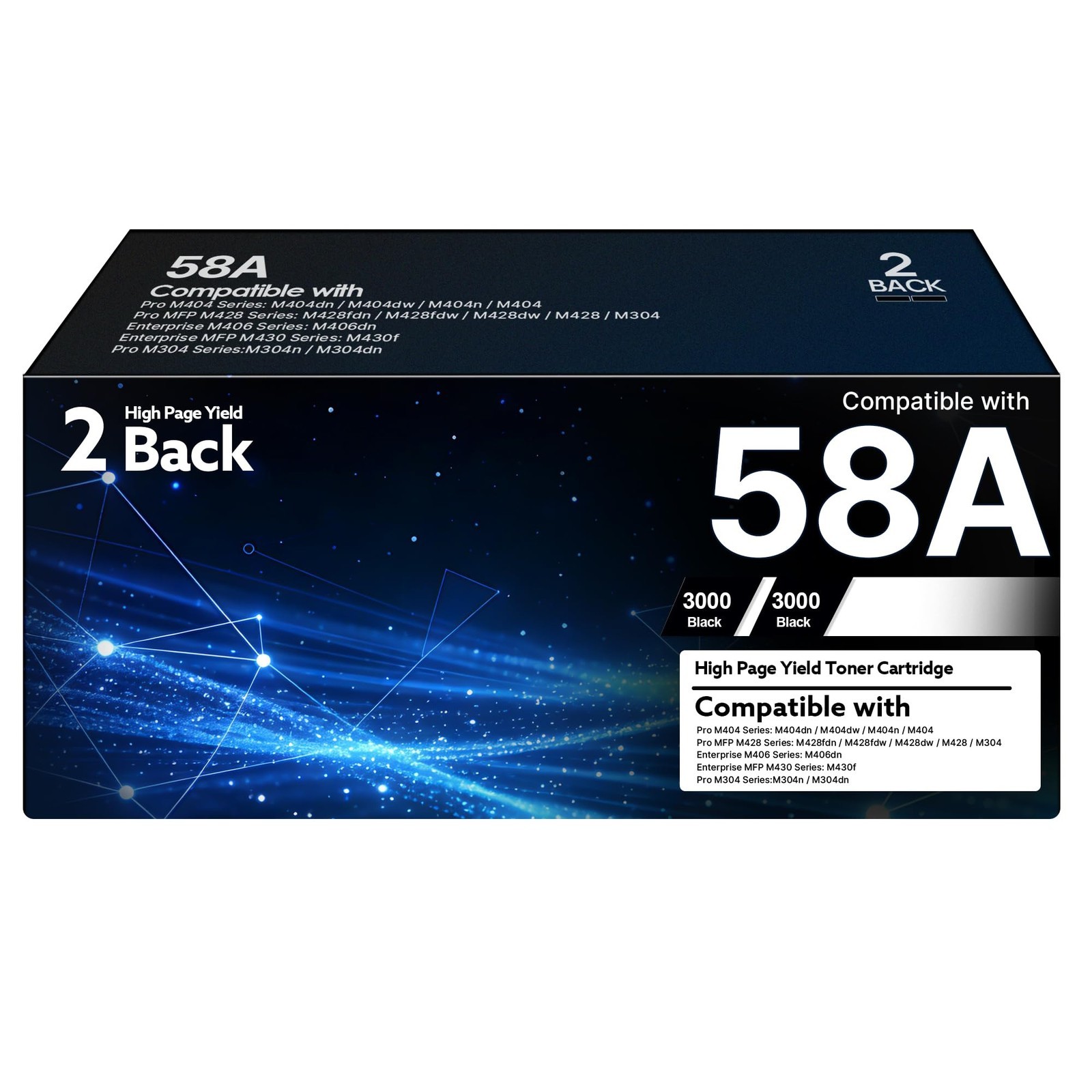 ** NEW HP Toner | 58A | Black | With Chips | Compatible | 2-Pack