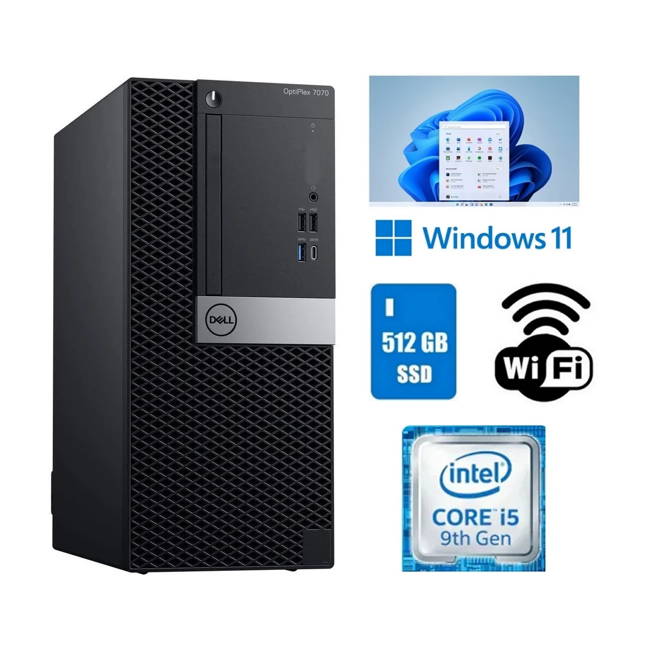 Dell Restored Dell OptiPlex 7070 MT Desktop Core i5 9th Gen 16GB RAM 512GB SSD