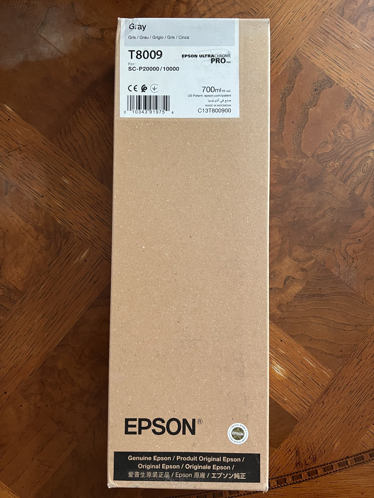 T8009 Gray 2028 Epson UltraChrome PRO Ink Cart 700mL Genuine C13T800900