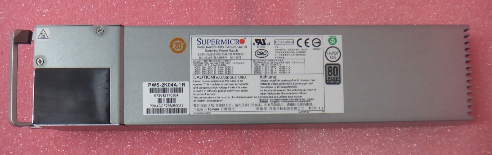OEM Supermicro PWS-2K04A-1R 2000W Server Power Supply Module Original Hot Swap
