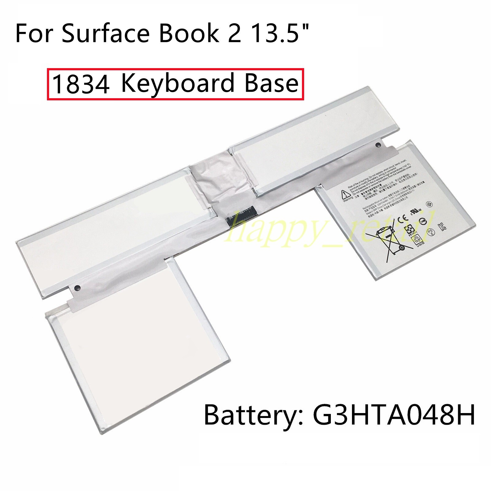 New Battery G3HTA048H For Microsoft Surface Book 2 13.5" 1834 Keyboard Base