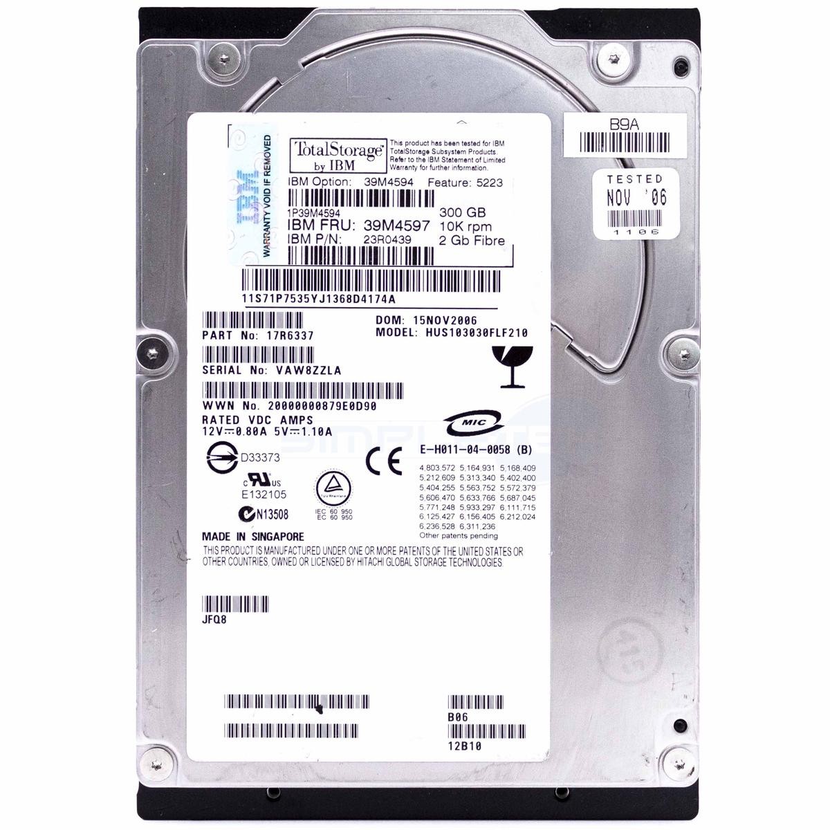 Hitachi Hus103030flf210 Hard Disk FC FIBRE CHANNEL 300GB 10RPM Hard Drive