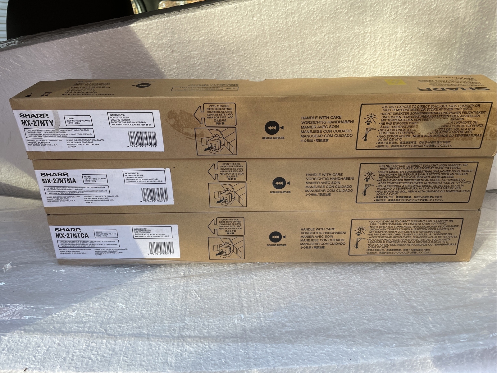 New Genuine Sharp MX27NTCA MX27NTMA MX27NTY Toner Cartridges Yellow Cyan Magenta