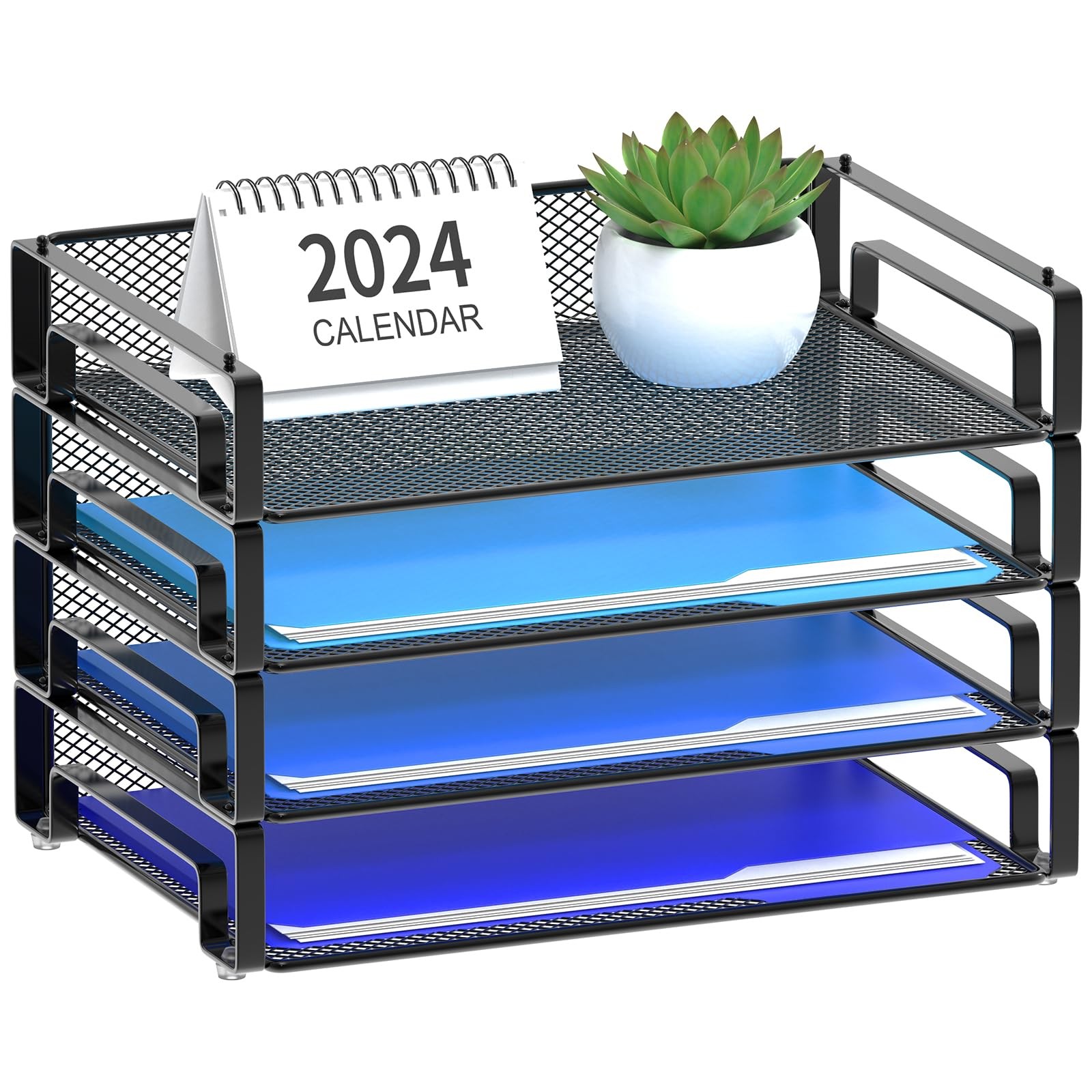 Letter Tray 4 Pack Stackable Desk File Organizer A4 Mesh Samstar Paper