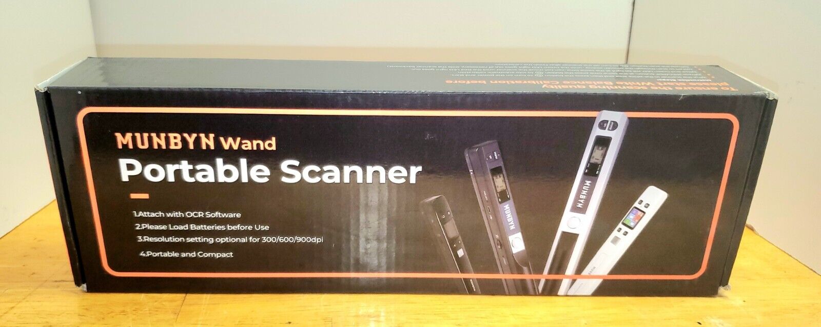 Munbyn Wand Portable Scanner MU-IDS001-Bk Open Box Black