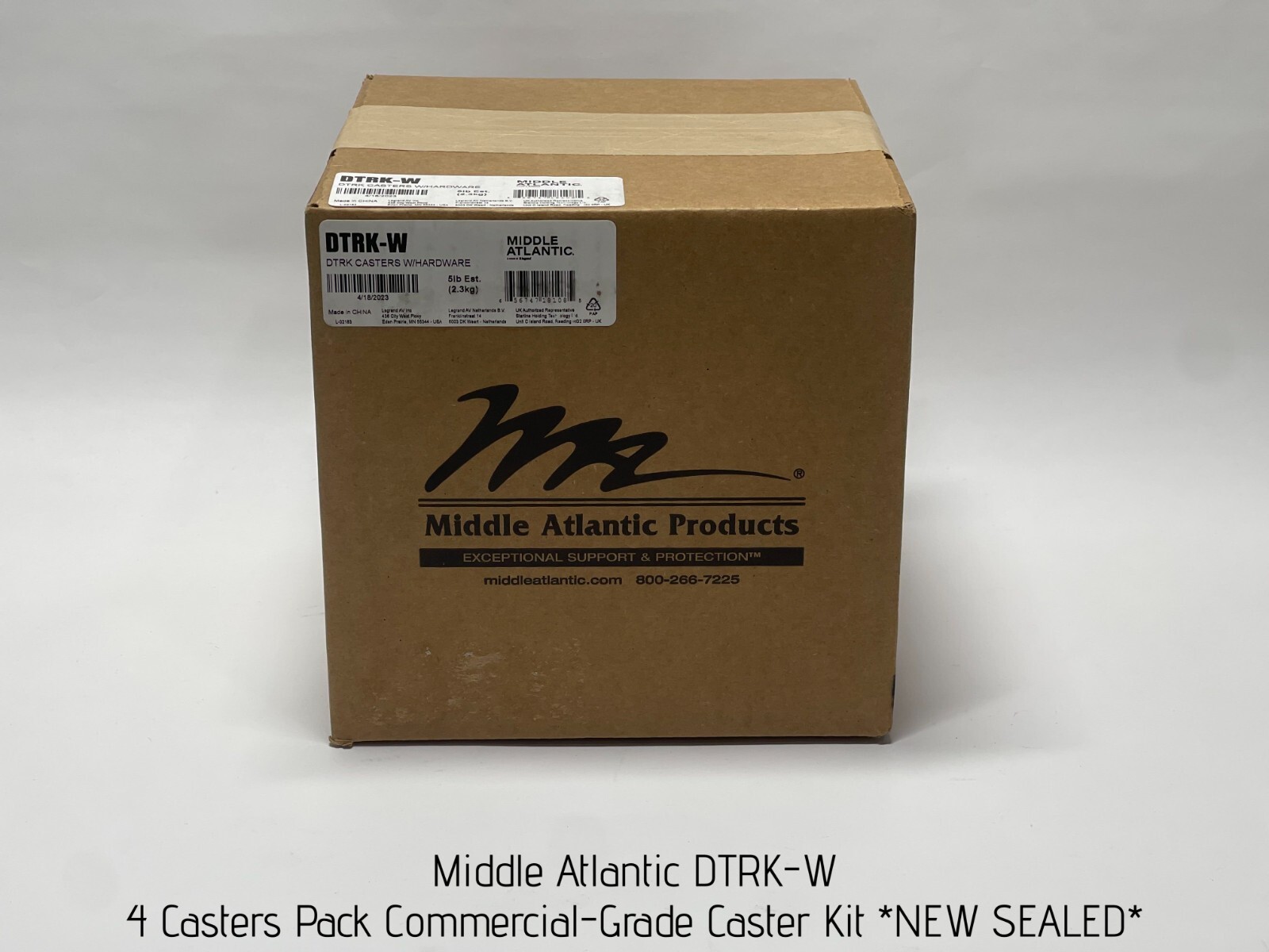 Middle Atlantic 4 Casters Pack Commercial-Grade Caster Kit, DTRK-W *NEW SEALED*