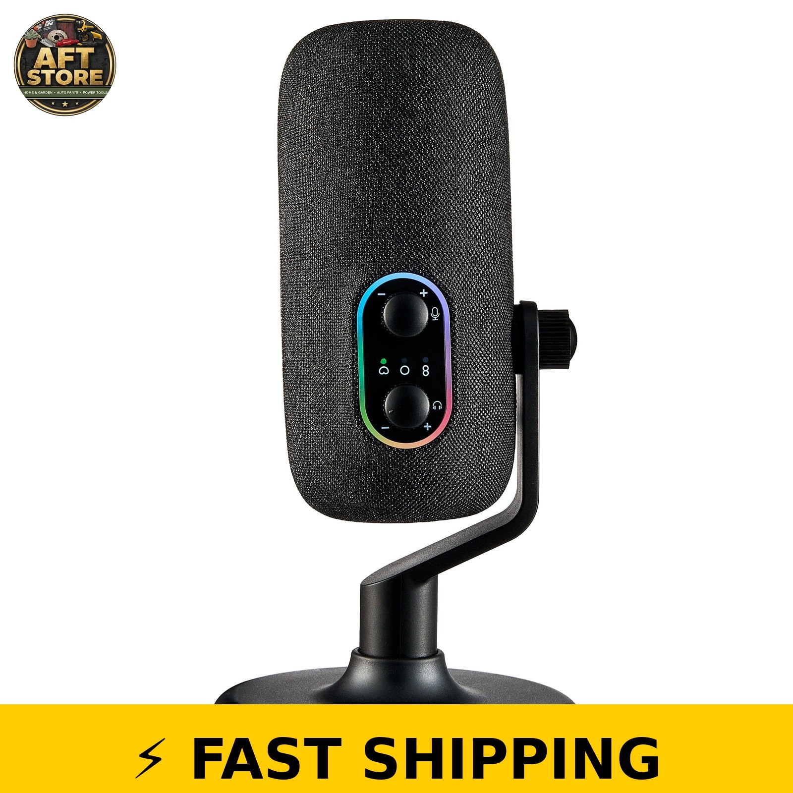 onn USB Tri-Pattern Microphone with Volume/Mute Controls - Black