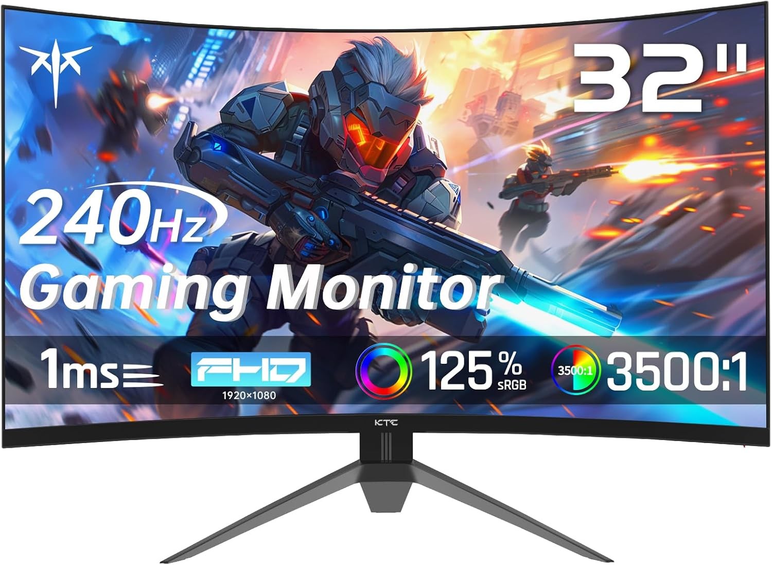KTC H32S17F 32In Curved Gaming Monitor 240Hz HVA Panel FHD HDR10 Tilt Adjustable