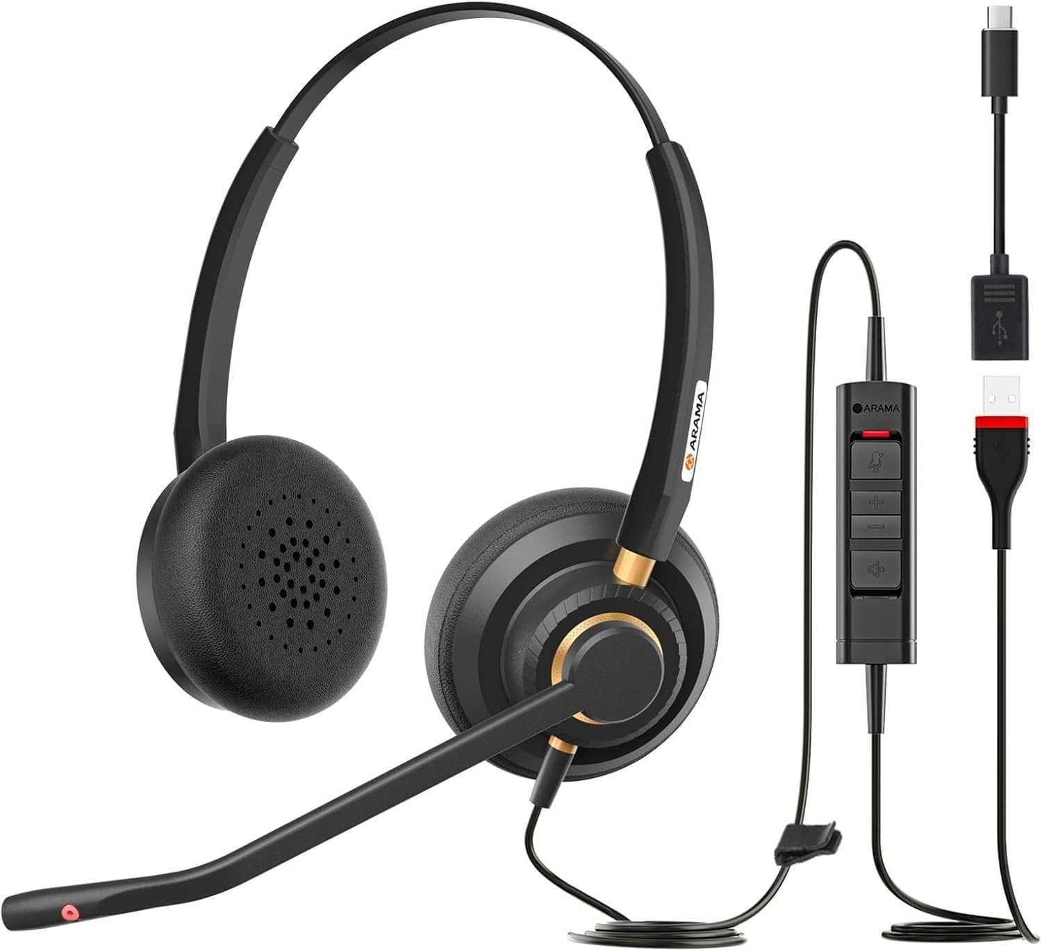 Arama USB Headset with Microphone for Clear Business Calls, Computer Headset