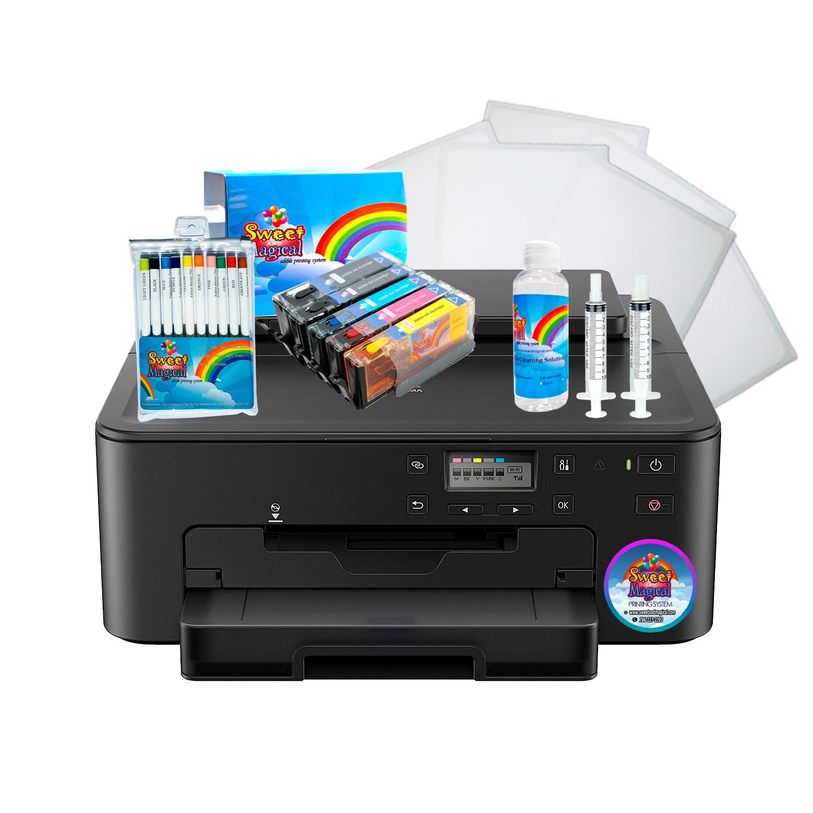 Edible Printer Bundle, 12 frosting,edible ink,markers&cleaners( 702A)