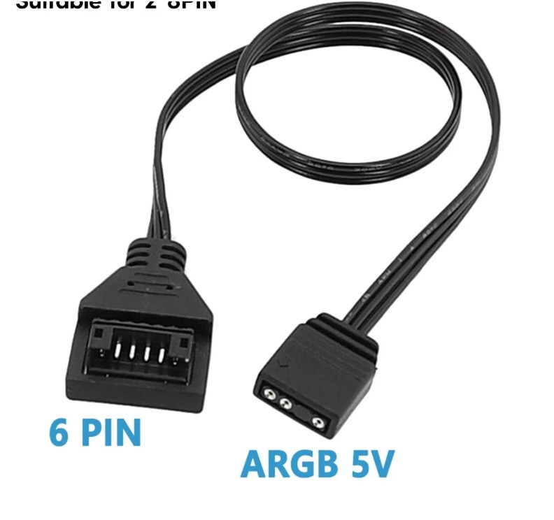 Motherboard 5V ARGB Cable Adapter For Lian Li Strimer Plus 6Pin 8Pin Connector