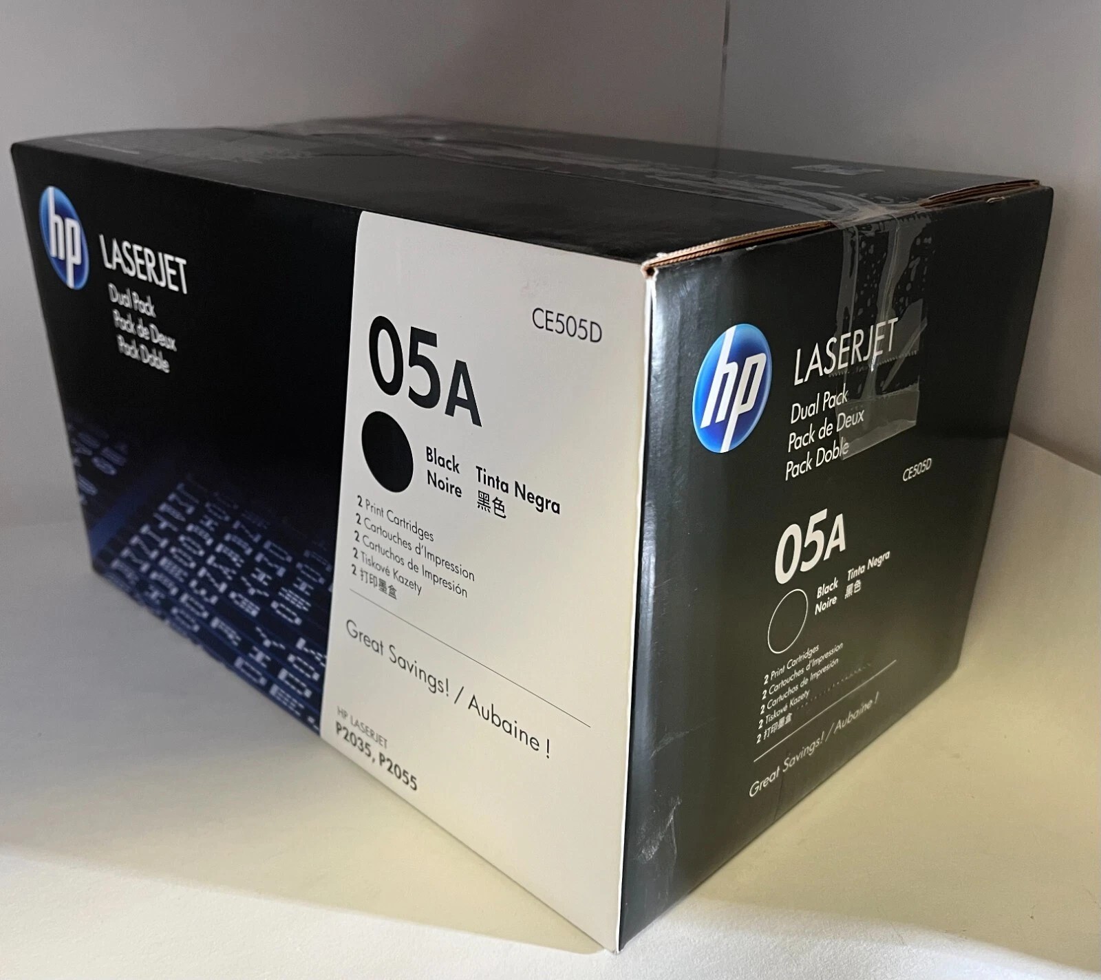 NEW SEALED Dual Pack Genuine HP 05X HIGH YIELD Toner Cartridge CE505D NIB
