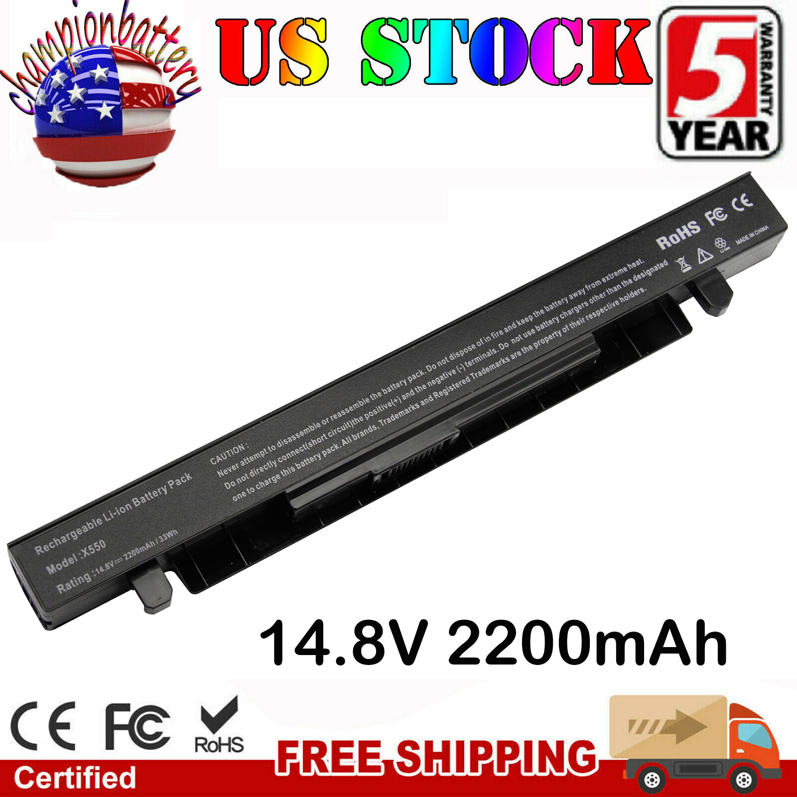 A41-X550A Laptop Battery For Asus X552E R510L R510CA X450V K550L F550V P550C