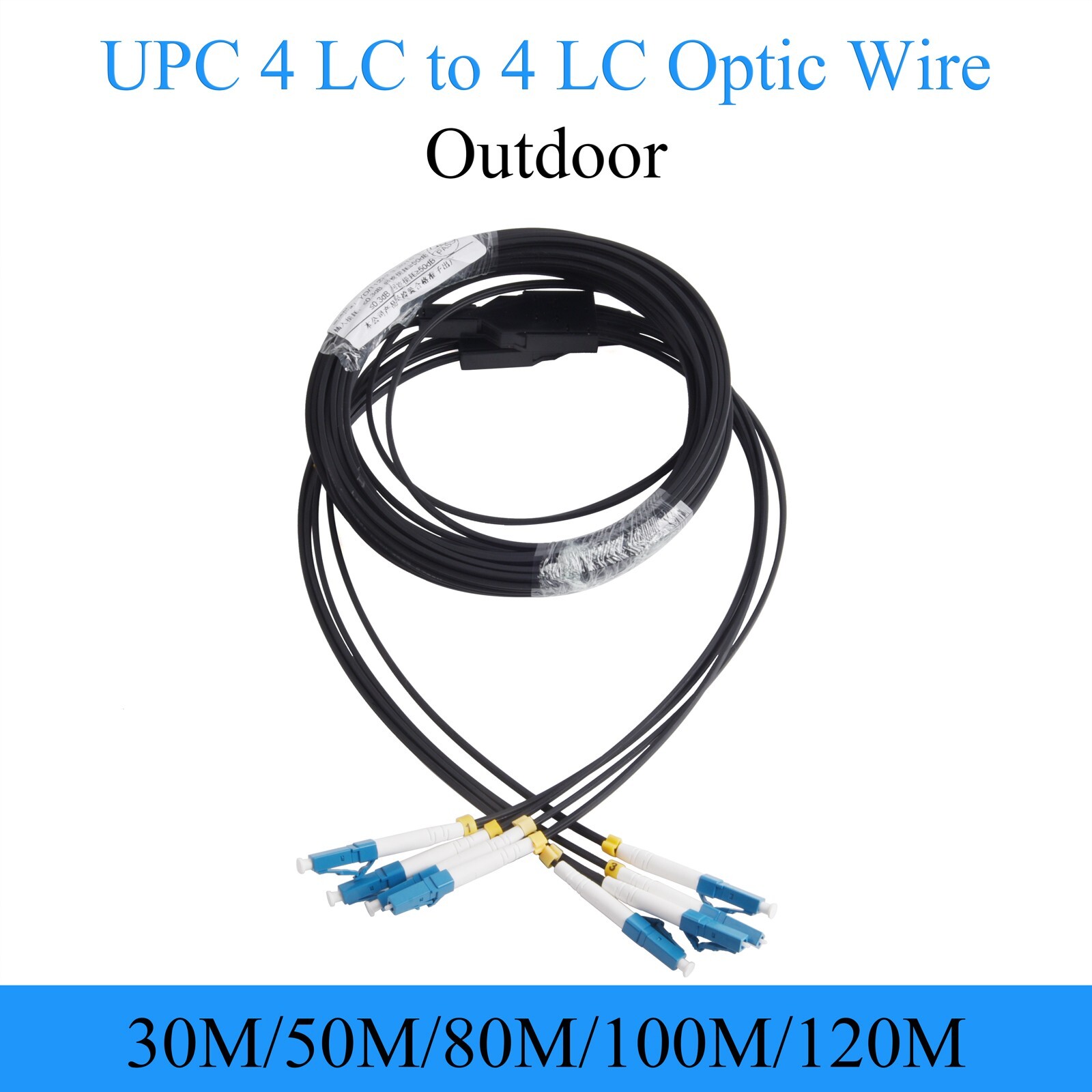 ‌4 Core LC-LC FTTH Drop Cable Single Mode Fiber Optic Patch Cord 30m-300m LSZH