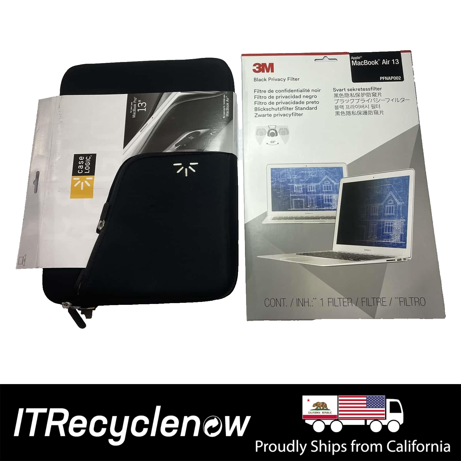 New Case Logic 13" MacBook Pro Laptop Sleeve Zippered Case w/ 3M Privacy Filter