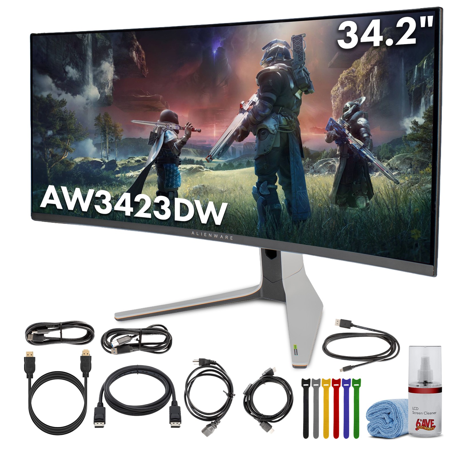 Alienware AW3423DW 34.2” Curved QD-OLED PC Gaming Monitor Bundle