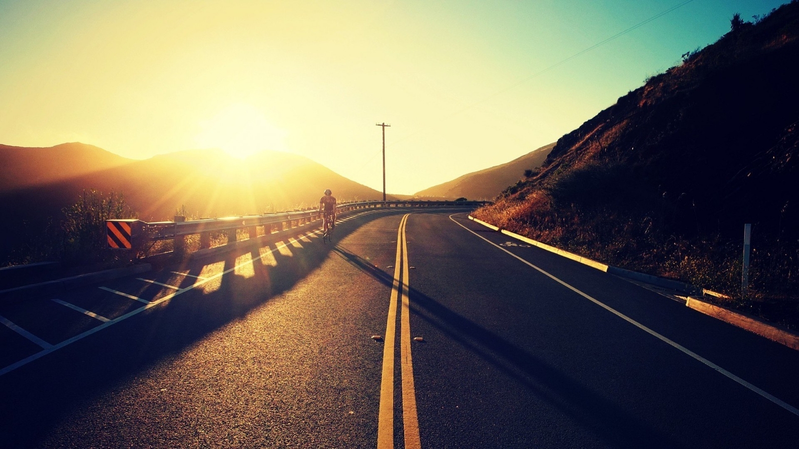 Landscape road sunlight asphalt bicycle outdoors vehicle Custom Gaming Mat Desk