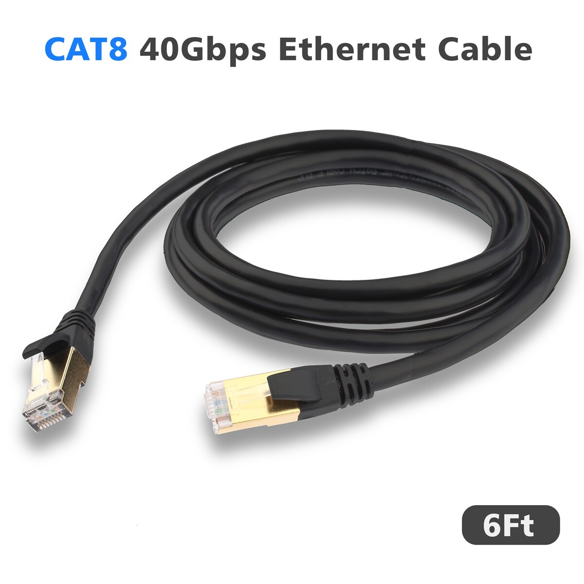 2 Cables Cat 8 Ethernet Shielded (STP) 40GB Fastest Lan Network Cable 3/6/10FT