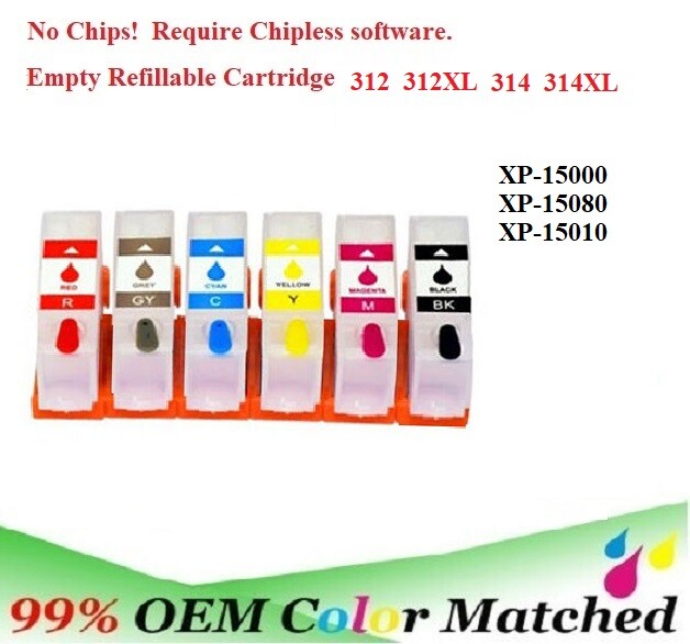 312XL 314XL XP15000 Refillable Ink Cartridge No Chip for XP-15000 XP-15010