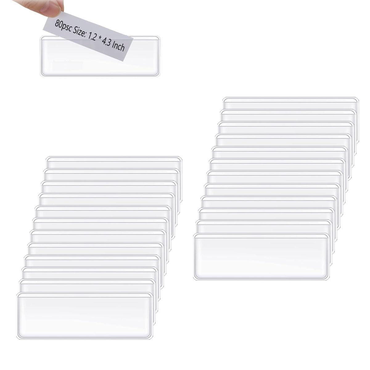 80 PCS Self Adhesive Label Holder Index Card Tag Pocket Storage 1.2x4.3 Inch