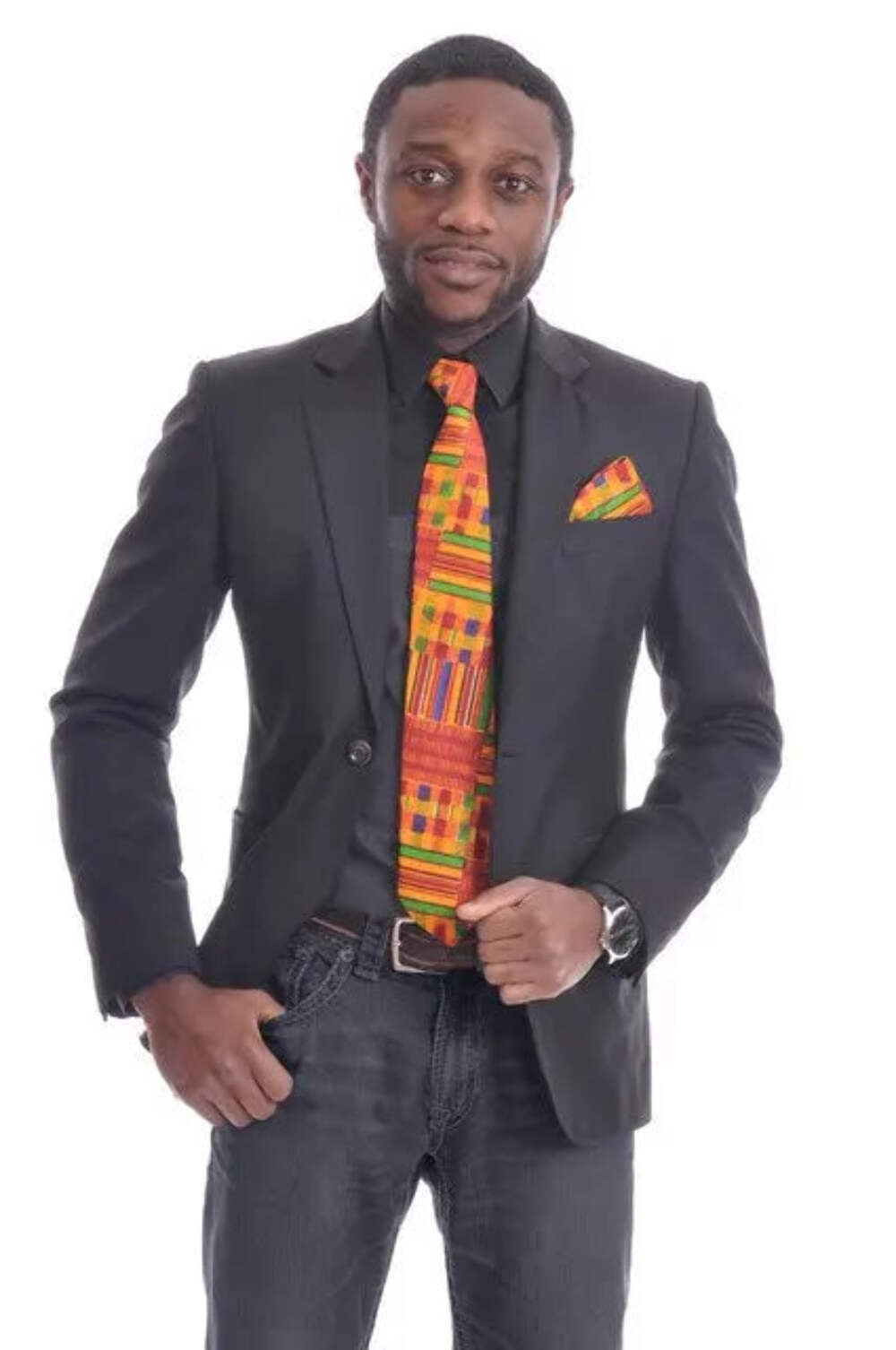 Unique Kente Print Necktie-DPT3227N | African Fashion | Dupsie's
